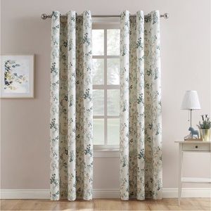 84"×48" Hariette Floral Print  Grommet Top Curtain Panel Blue~Includes One Panel